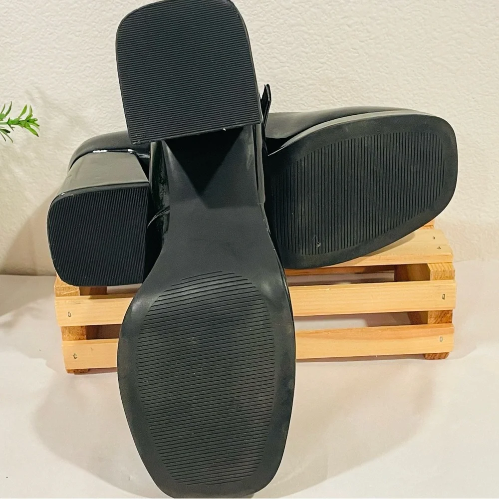 Steve Madden “Tiffane” Black Platform Mary Janes Block Heel Square Toe Shoe EUC